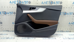 Door trim panel front right Audi A5 F5 18-19 5D black, insert black leather, armrest leather brown, molding aluminum trimaran, with handle, scratches