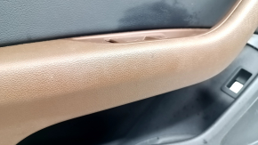 Front left door panel for Audi A5 F5 18-19 5D, black, black leather insert, brown leather armrest, aluminum trimaran molding, with handle, scratches, needs cleaning