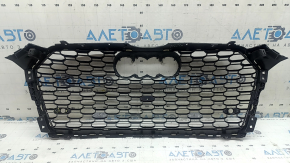Radiator grille assembly for Audi A5 F5 18-19, gloss black + gloss black molding, cracks