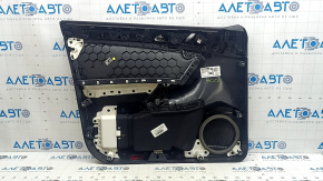 Black front right door panel for a VW Tiguan 18-20, with a buzzer, black fabric armrest, fabric insert, black chrome insert, with a handle, scratches, peeling handle cover, needs cleaning, dent