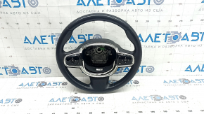 The steering wheel is bare, Volvo XC90 16-26, black leather, without heating and paddle shifters, with buttons.