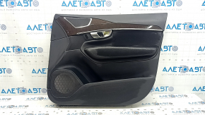Black front right door panel for Volvo XC90 16-22, black leather insert, black leather armrest, wood insert, with backlight, with handle, scratches
