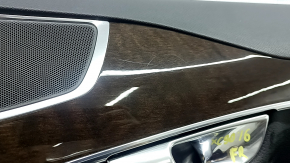 Black front right door panel for Volvo XC90 16-22, black leather insert, black leather armrest, wood insert, with backlight, with handle, scratches