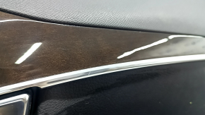 Black front right door panel for Volvo XC90 16-22, black leather insert, black leather armrest, wood insert, with backlight, with handle, scratches