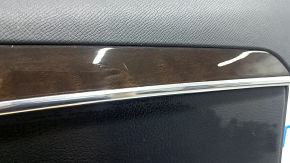 Black front right door panel for Volvo XC90 16-22, black leather insert, black leather armrest, wood insert, with backlight, with handle, scratches