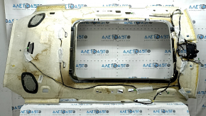 Volvo XC90 16-23 headliner for panoramic windows, for 3rd row, gray, with speaker grilles and microphones, in need of dry cleaning, torn fasteners, oxidized connector