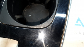 Audi Q7 16-19 center console trim, gloss black, with cup holders, polishable, cracked cup holders, bumps