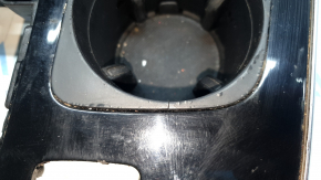 Audi Q7 16-19 center console trim, gloss black, with cup holders, polishable, cracked cup holders, bumps