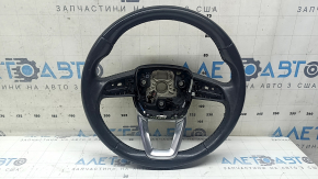Audi Q7 16-19 black leather steering wheel, heated, no buttons or paddles, scratches, worn, dry-cleanable