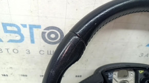Audi Q7 16-19 black leather steering wheel, heated, no buttons or paddles, scratches, worn, dry-cleanable