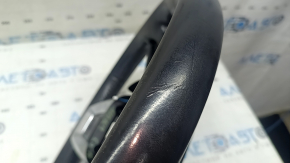 Audi Q7 16-19 black leather steering wheel, heated, no buttons or paddles, scratches, worn, dry-cleanable