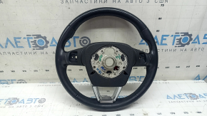 Audi Q7 16-19 black leather steering wheel, heated, no buttons or paddles, scratches, worn, dry-cleanable