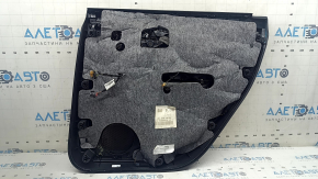 Black door panel, rear left, Audi Q7 16-19, brown leather insert, glossy black and dark wood trim, BOSE, under the curtain, brown leather armrest, with handle, scratches, dent