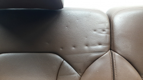 Audi Q7 16-19 rear 3rd row seat back, brown leather with brown stitching, with headrests, latches and bracket, scratches on plastic, nicks on leather