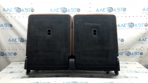 Audi Q7 16-19 rear 3rd row seat back, brown leather with brown stitching, with headrests, latches and bracket, scratches on plastic, nicks on leather