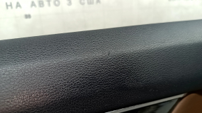 Black rear right door panel for an Audi Q7 16-19, brown leather insert, glossy black and dark wood trim, BOSE, under the curtain, brown leather armrest with a handle, scratches, dent