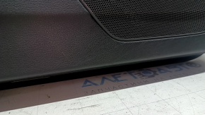 Black front left door panel for an Audi Q7 16-19, brown leather insert, glossy black and dark wood trim, BOSE, brown leather armrest with handle, scratches, dent