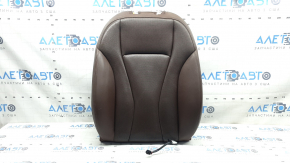Audi Q7 16-19 passenger seat back upholstery, brown leather with perforation, heated, ventilated, worn