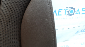 Audi Q7 16-19 passenger seat back upholstery, brown leather with perforation, heated, ventilated, worn