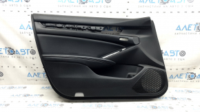Door trim panel front left Honda Accord 2018-2018 black leather, wood insert, worn