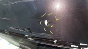 Bare rear bumper for Honda Accord 18-22 with parking sensors, graphite, dented, tears, cracks, broken fasteners