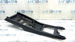 Upper center console trim for Audi Q7 16-19, black leather, with backlight, dents, scratches, dry-cleanable