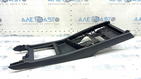 Upper center console trim for Audi Q7 16-19, black leather, with backlight, dents, scratches, dry-cleanable