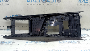Upper center console trim for Audi Q7 16-19, black leather, with backlight, dents, scratches, dry-cleanable