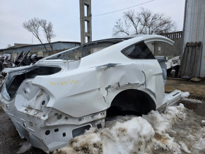 Rear right quarter wing of a Ford Mustang mk6 15-23 coupe, on the body, white, dents