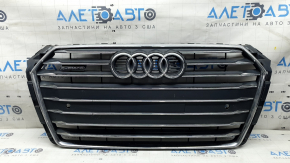 Audi A4 B9 17 radiator grille assembly with emblem, quattro, for parking sensors, light chrome, sand, broken molding