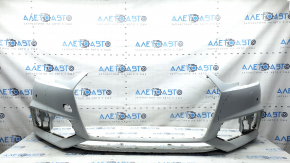 Bare front bumper for an Audi A4 B9 17-19 S-Line without washers, for 4 parking sensors, without a tow hook plug, graphite, broken fasteners, cracks, scratches