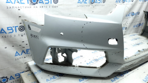 Bare front bumper for an Audi A4 B9 17-19 S-Line without washers, for 4 parking sensors, without a tow hook plug, graphite, broken fasteners, cracks, scratches