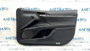 Door trim, front right, Toyota Camry v70 18-18, black leather with black plastic insert, leather armrest, chrome molding, with handle, scratches, worn