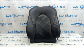 Driver's seat back upholstery for Toyota Camry v70 18-18, black leather, perforation, brown stripe, heated