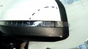 Left side mirror assembly for Audi A4 B9 17-19, 15 pins, turn signal, auto-dimming, memory, BSM, white, dented housing, broken turn signal glass, worn