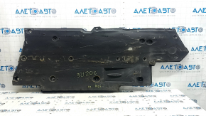 The left underbody protection of a Toyota Camry v70 18-24 is dented and torn.