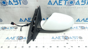 Left side mirror assembly for Audi A6 C7 12-18, 14+2 pins, for auto storage, BSM, turn signal, auto-dimming, with cover, white, scratches