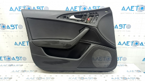 Door trim panel front left Audi A6 C7 12-18 black leather, insert and armrest black leather, with handle
