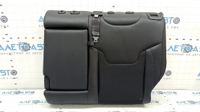 Left rear seat back, 2nd row, Jeep Compass 22-26, leather + black fabric, with belt and armrest, blue and black stitching, wrinkled