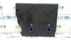 Left rear seat back, 2nd row, Jeep Compass 22-26, leather + black fabric, with belt and armrest, blue and black stitching, wrinkled