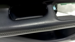 Lincoln Corsair 2020 front left door panel, black, premium speakers, black leather armrest with gray stitching, chrome handle and molding, scratches