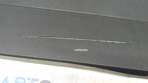 Lincoln Corsair 20-26 black center console trim, right side, black leather insert with gray stitching, scratches, tear
