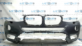 Bare front bumper BMW X3 F25 15-17 without park assist under LED fog lights, graphite, broken fasteners, scratches