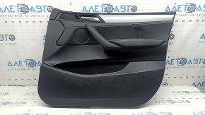 Front right door panel assembly for BMW X3 F25 11-17, black leather, black leather armrest, black leather insert, gray molding, scratches