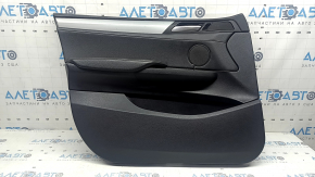 Front left door panel assembly for BMW X3 F25 11-17, black leather, black leather armrest, black leather insert, gray molding, scratches