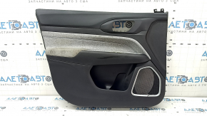 Jeep Compass 22-26 black front left door panel, gray fabric insert, blue stitching, cleanable