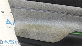 Jeep Compass 22-26 black front left door panel, gray fabric insert, blue stitching, cleanable