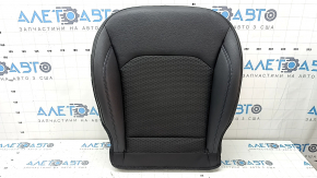 Jeep Compass 22-26 passenger seat cushion upholstery, black leather and fabric, blue stitching, heated