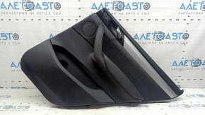 Rear right door panel, complete BMW X3 F25 11-17, black leather, with curtain, gray stitching, with handle, black leather armrest, black leather insert, gray molding, scratches, dents