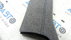 Right upper front panel trim for Jeep Compass 22-26, gray fabric, blue stitching, cleanable